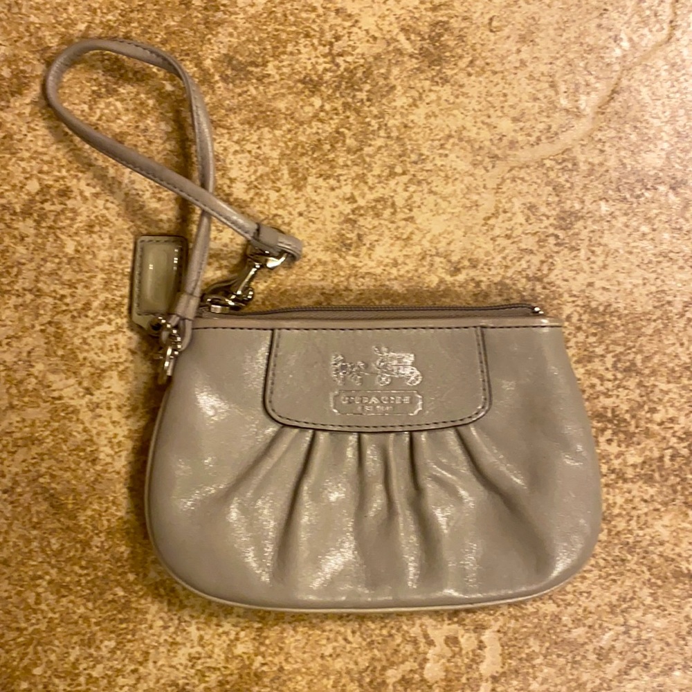 Coach Madison grey leather wristlet